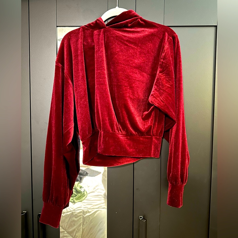 {Express} NWOT Velvet Hoodie in Red/Burgandy